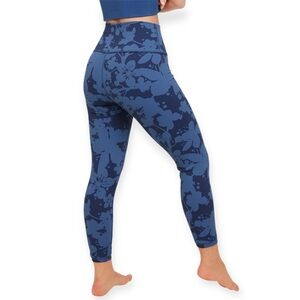 Offline By Aerie 7/8 Ribbed High Waist Legging Blue Floral Print Size Small S